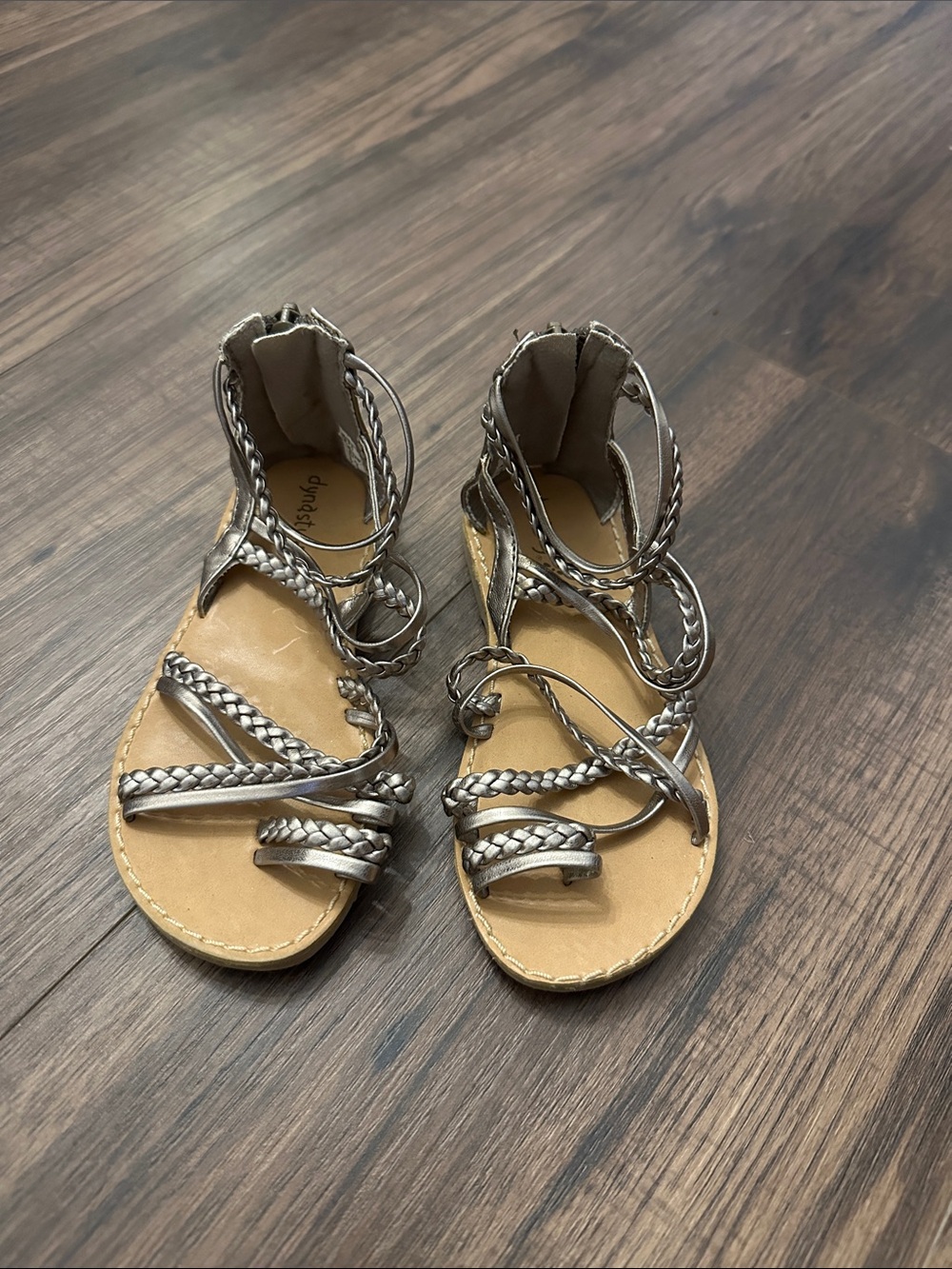 Braided Metallic Silver Gladiator Sandals for toddler girls